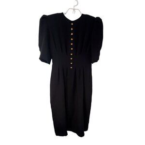 Ronnie Heller MJ nwt vintage dress womens size 10 black gold rope buttons USA